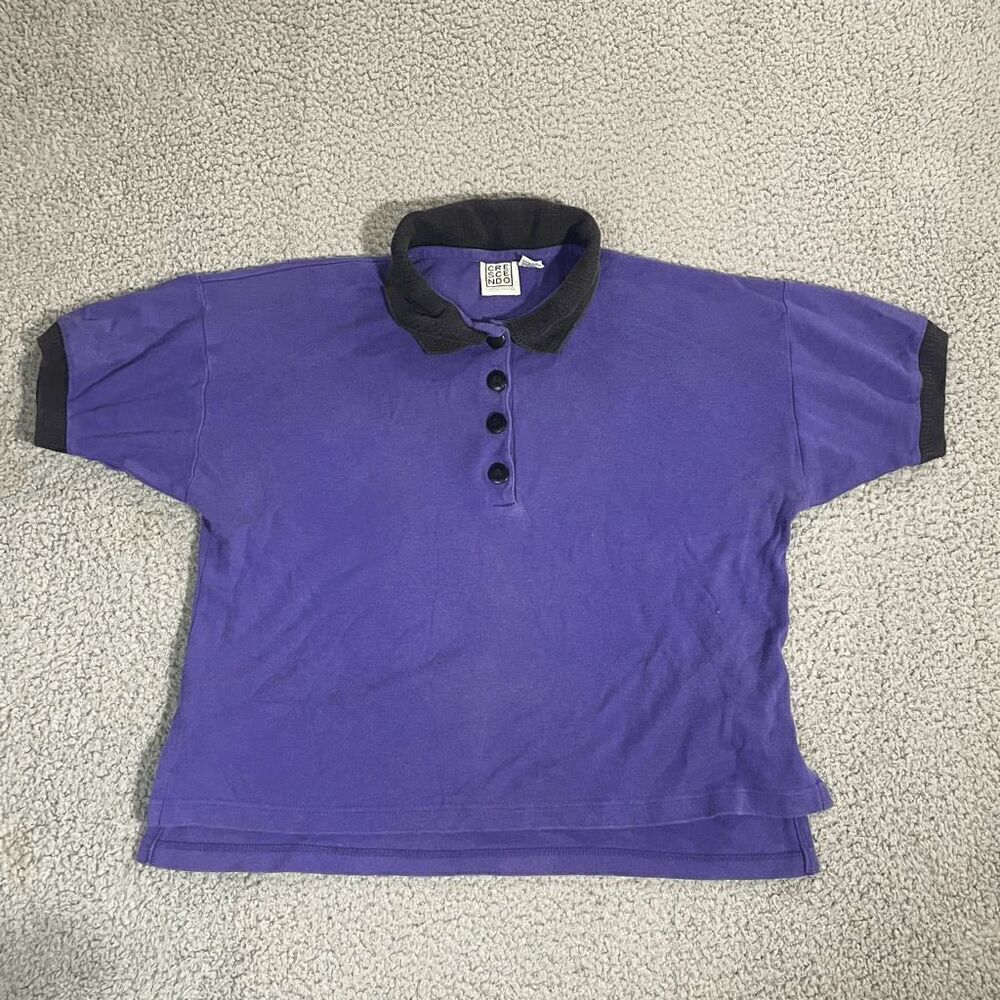 Vintage 80s Polo Men's Short Sleeve Casual Collar Purple Crescendo Small